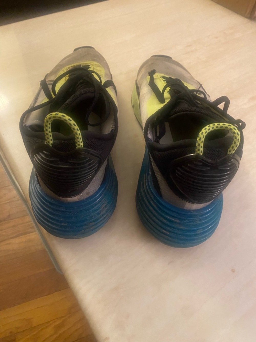 Nike Black Sneakers with Neon Yellow and Blue Accents - Picture 7 of 8